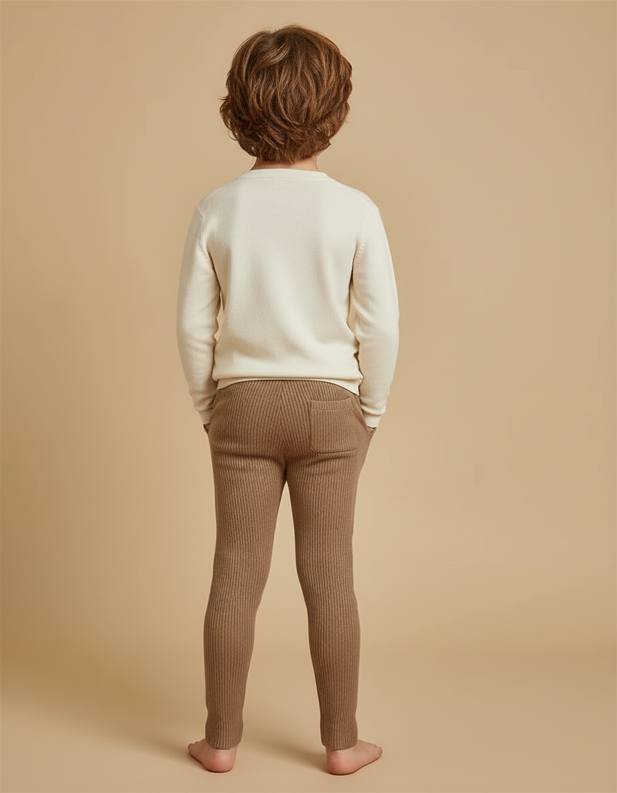Pantalon Beige Et Marron - Maille - vue 2