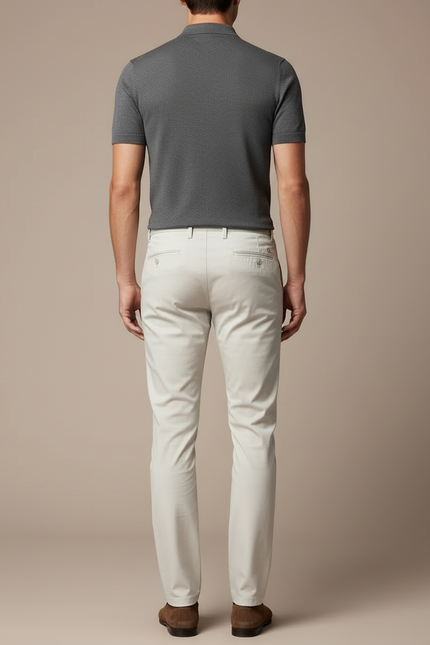 Pantalon Beige Coton Coupe Droite Élégant Homme - Gabardine - vue 2