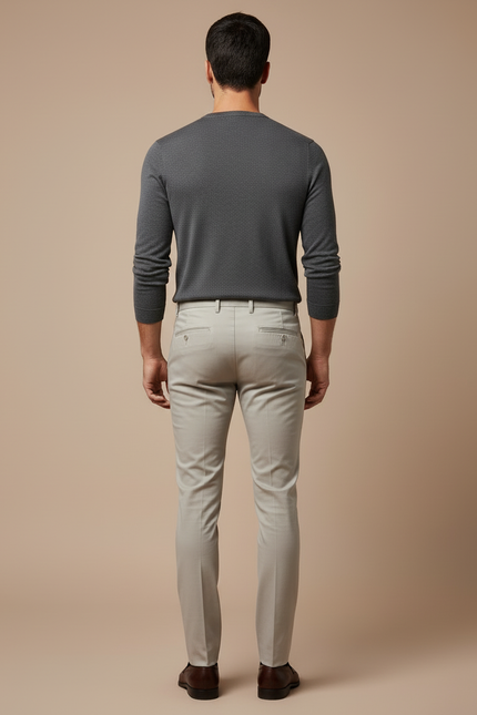 Pantalon Cigarette Beige - Gabardine - vue 2