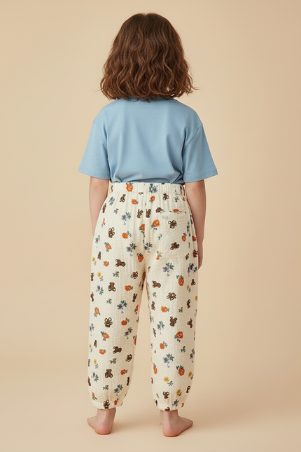 Pantalon Gaze De Coton Beige - vue 2