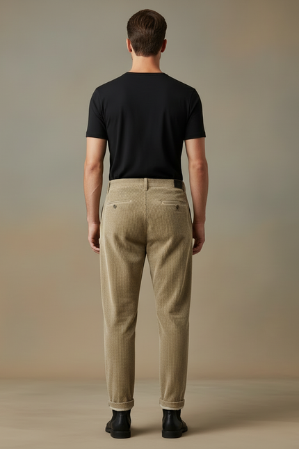 Pantalon Velours Cotelé Homme Beige - Cordé - vue 2