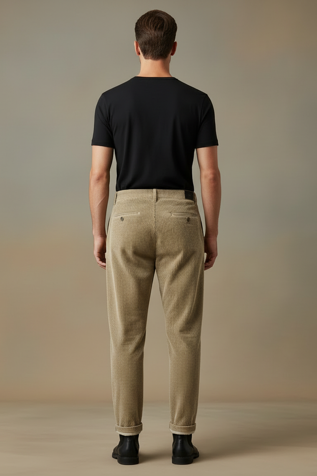 Pantalon Velours Cotelé Homme Beige - Cordé - vue 2