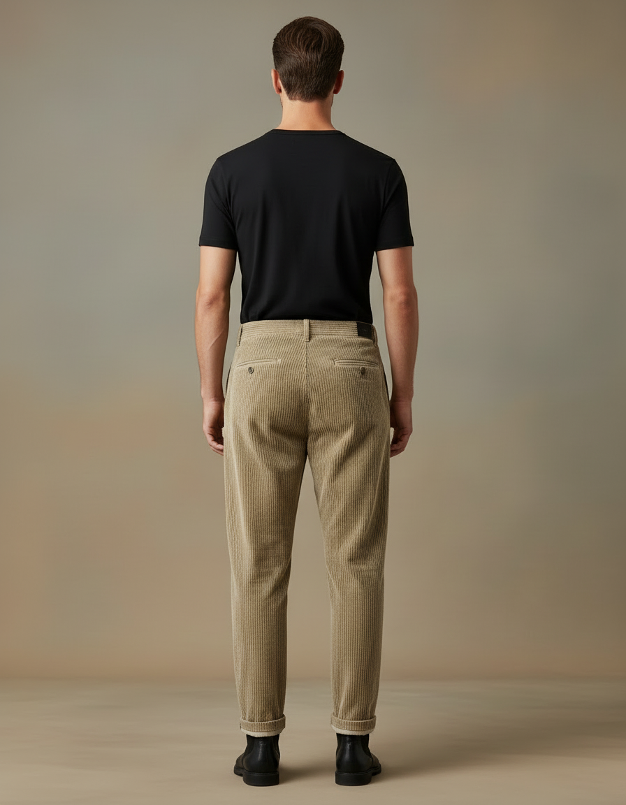 Pantalon Velours Cotelé Homme Beige - Cordé - vue 2