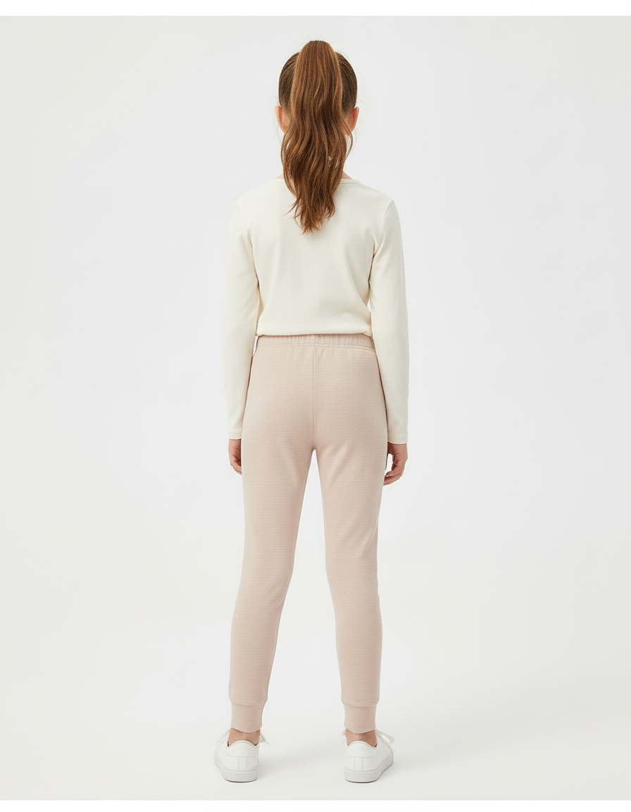 Pantalon Beige Côtelé Élastique Enfant Confortable - Maille - vue 2