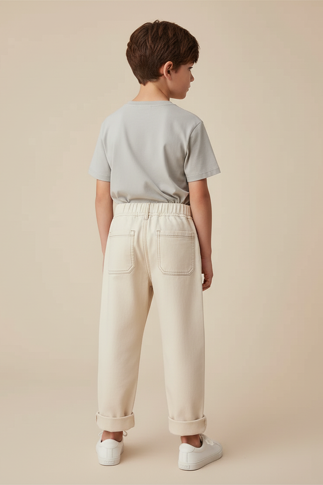 Pantalon Beige Coton Ample Confortable Enfant - Toile - vue 2