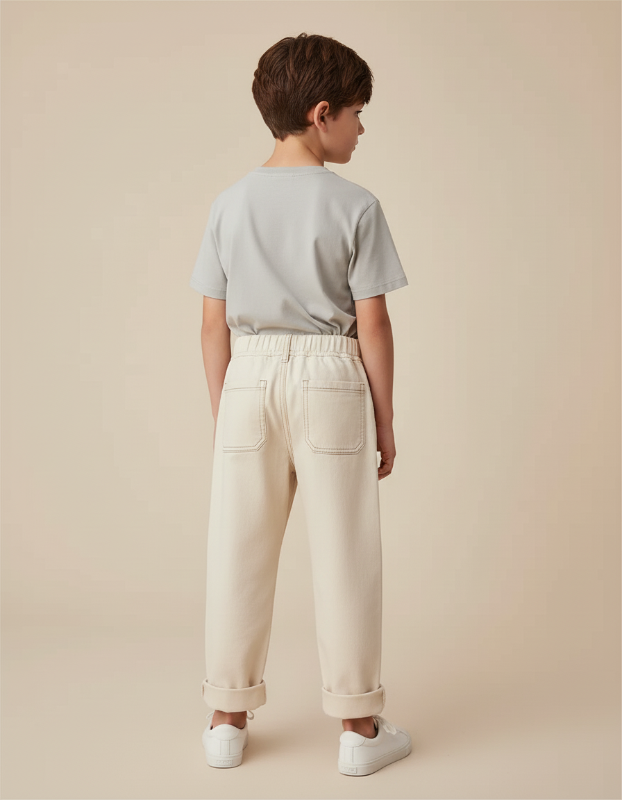 Pantalon Beige Coton Ample Confortable Enfant - Toile - vue 2