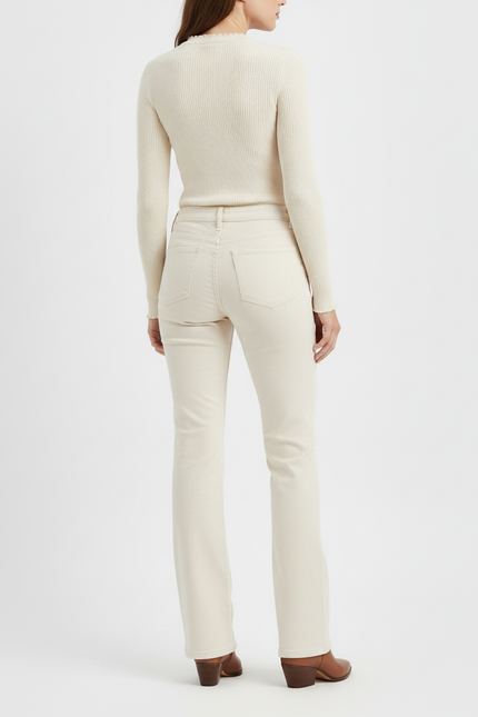 Pantalon Beige Droit Taille Haute Stretch Femme - Jean - vue 2