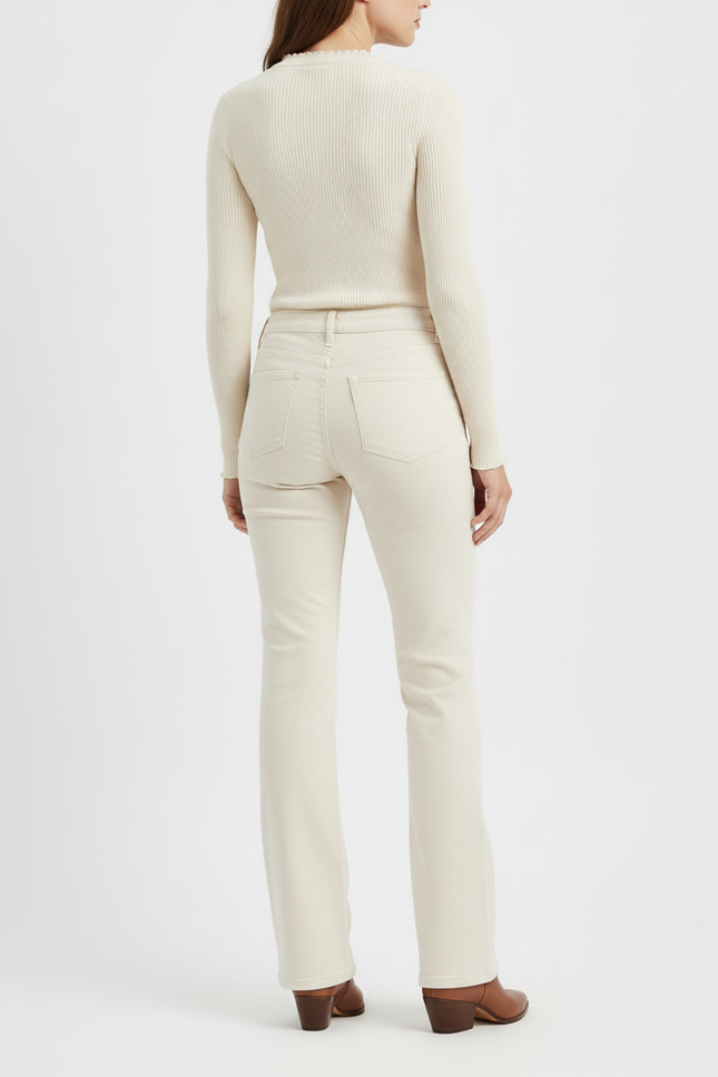 Pantalon Beige Droit Taille Haute Stretch Femme - Jean - vue 2