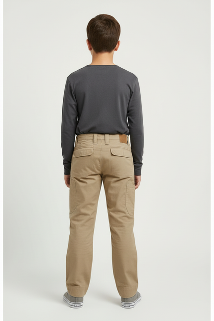 Pantalon Beige Cargo Enfant Multipoches Robuste - Gabardine - vue 2