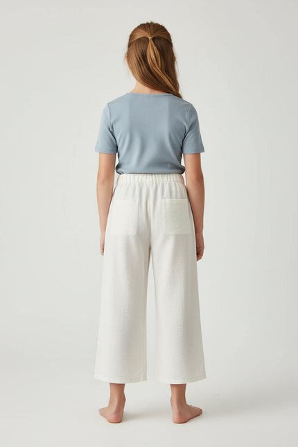 Pantalon Beige Ample Fluide Taille Élastique Fille - Molleton - vue 2