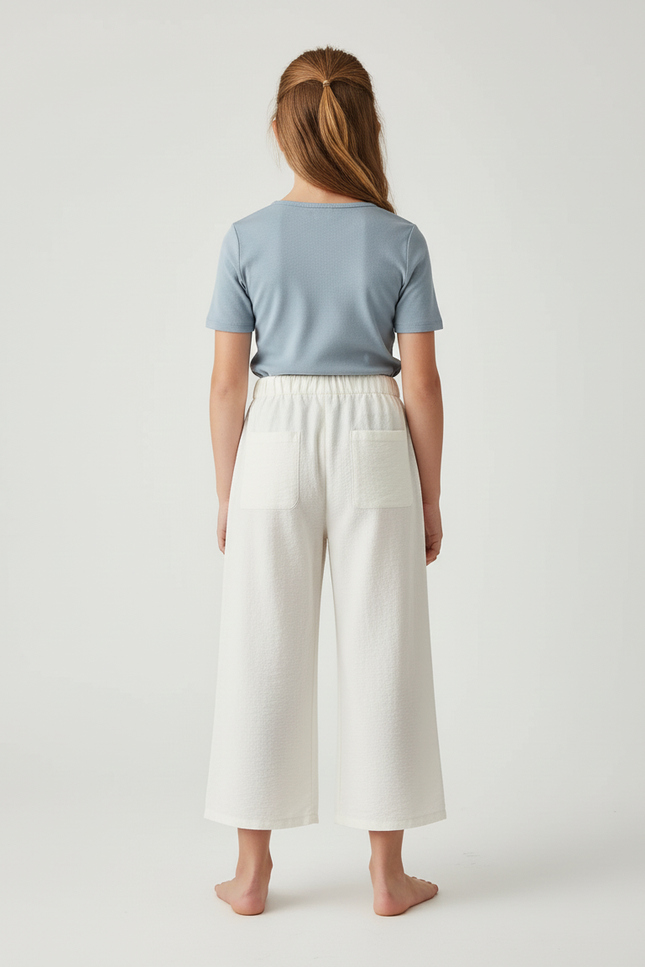 Pantalon Beige Ample Fluide Taille Élastique Fille - Molleton - vue 2