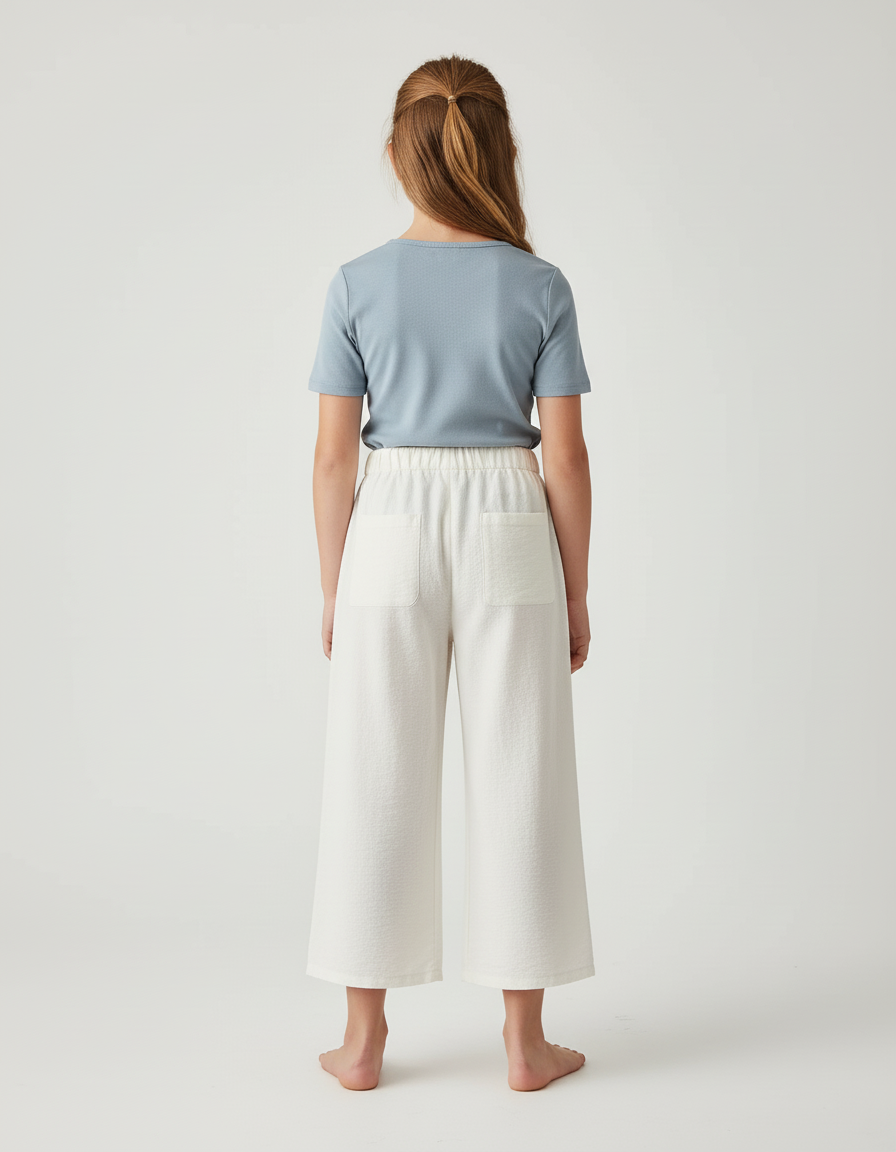 Pantalon Beige Ample Fluide Taille Élastique Fille - Molleton - vue 2