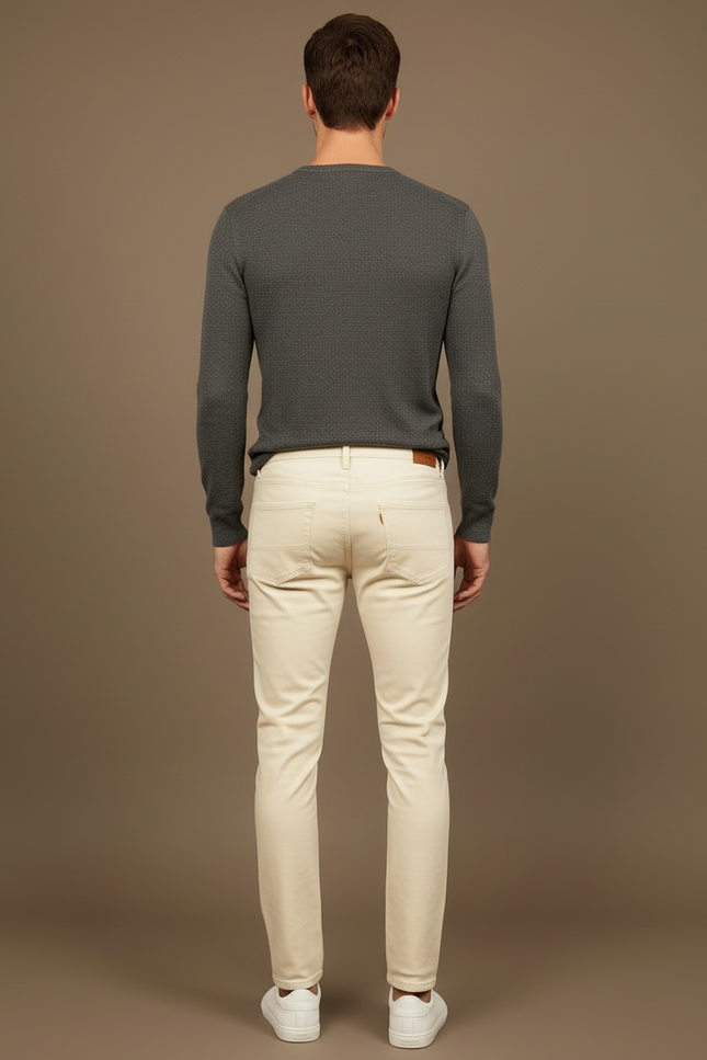 Pantalon Slim Beige Homme - Coton - vue 2
