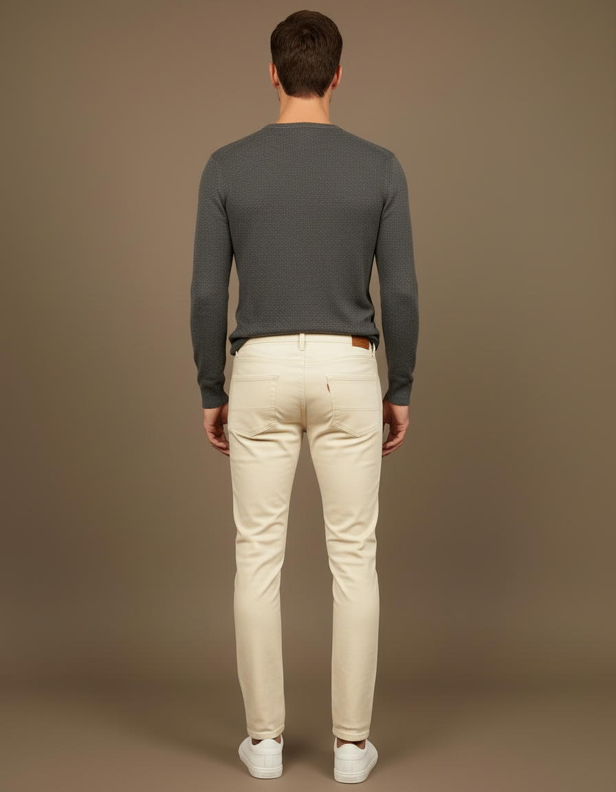 Pantalon Slim Beige Homme - Coton - vue 2