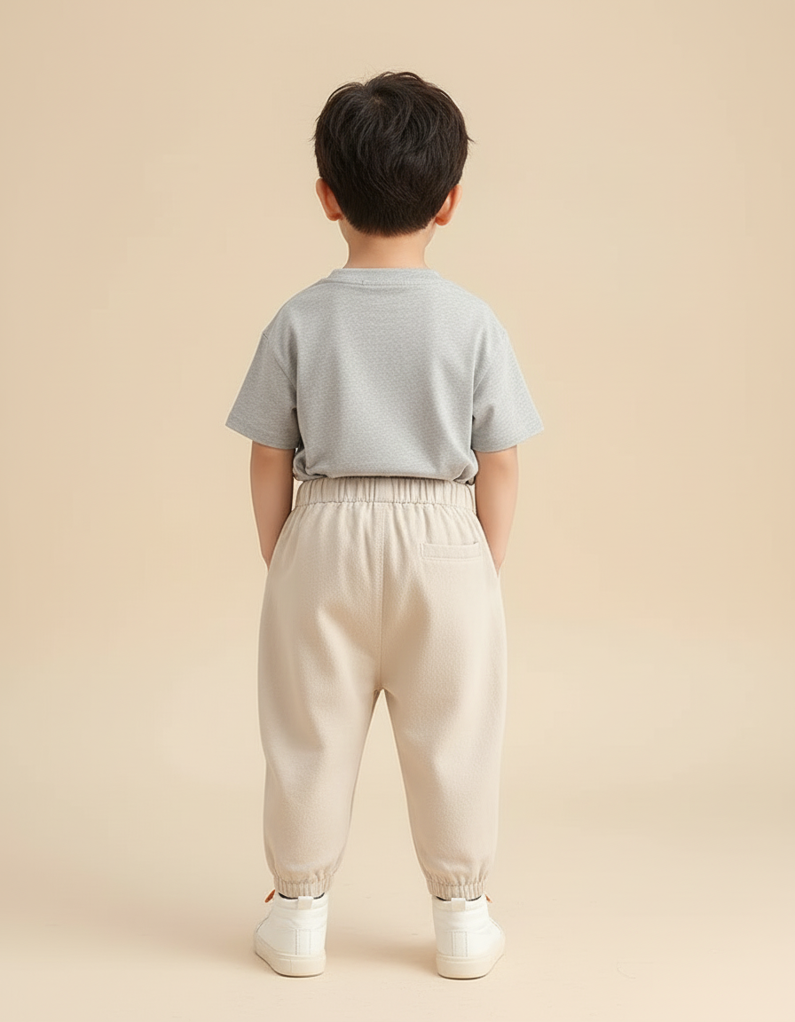 Pantalon Beige Coton Ample Motif Dinosaure Enfant - vue 2