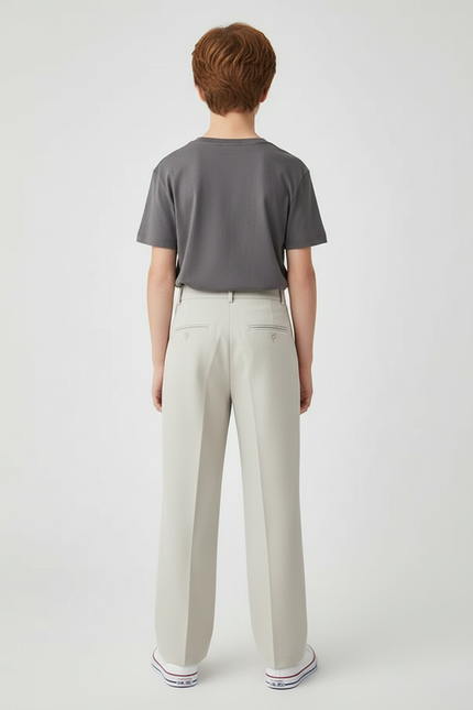 Pantalon Beige Plissé Décontracté Ample Garçon - Polyester - vue 2