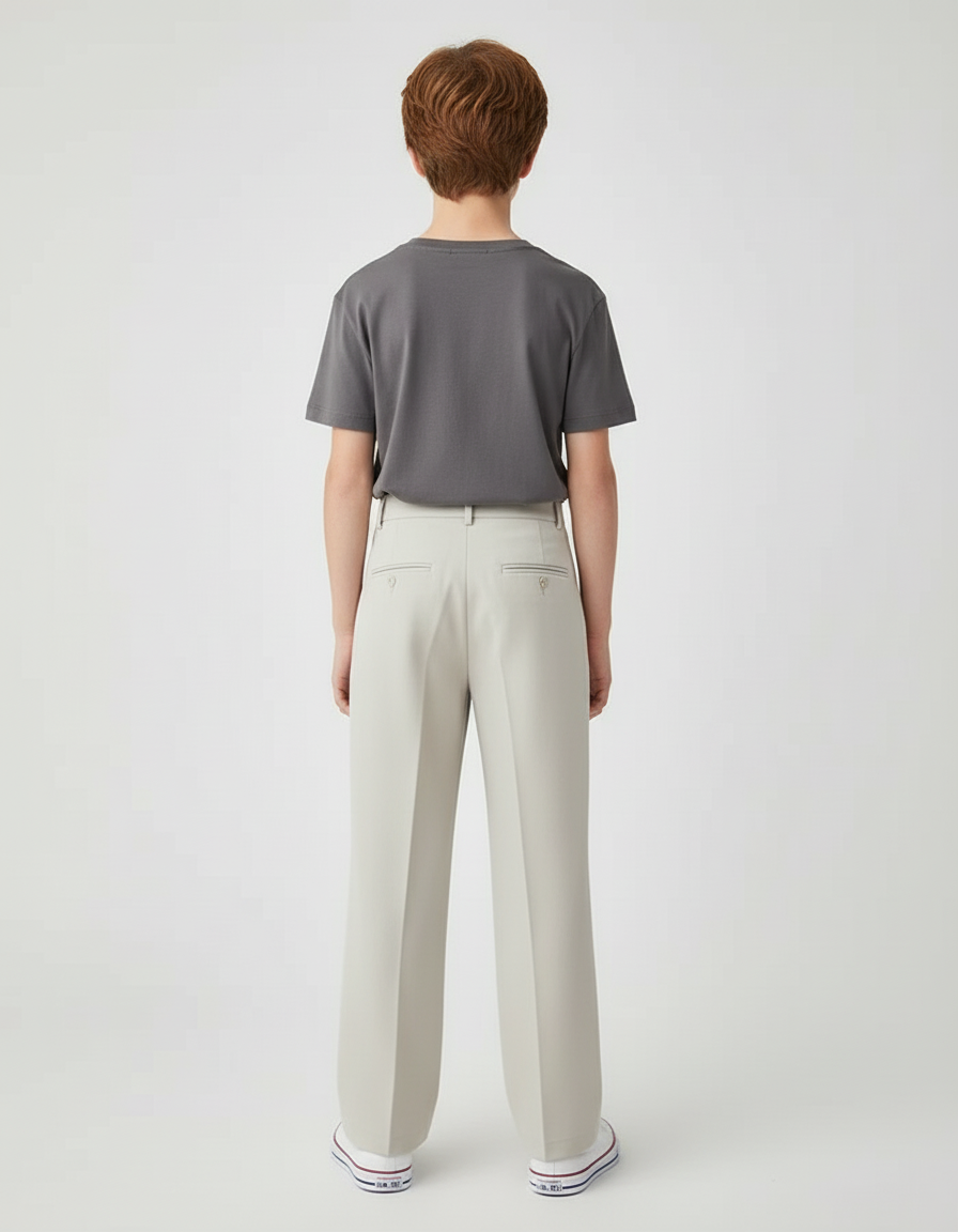 Pantalon Beige Plissé Décontracté Ample Garçon - Polyester - vue 2