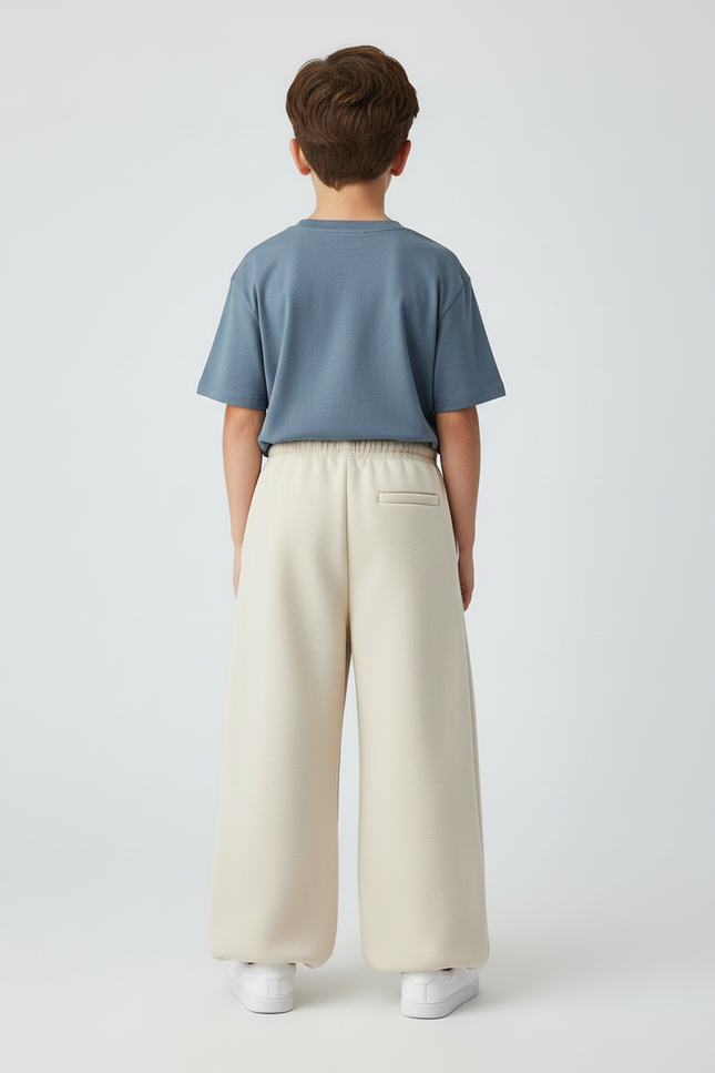 Pantalon Beige Large Molletonné Élastique Garçon Confortable - vue 2