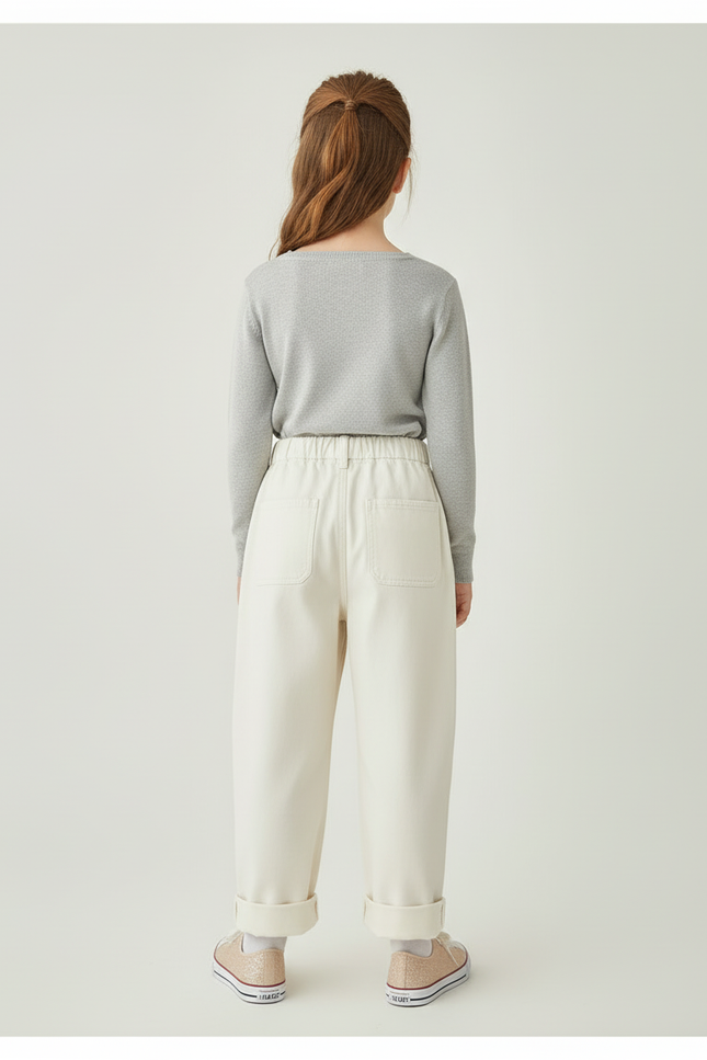 Pantalon Paper Bag Beige - Gabardine - vue 2