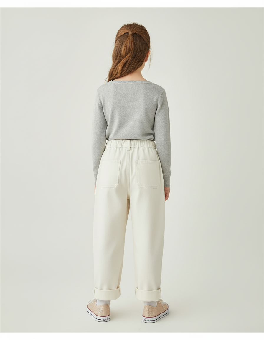 Pantalon Paper Bag Beige - Gabardine - vue 2