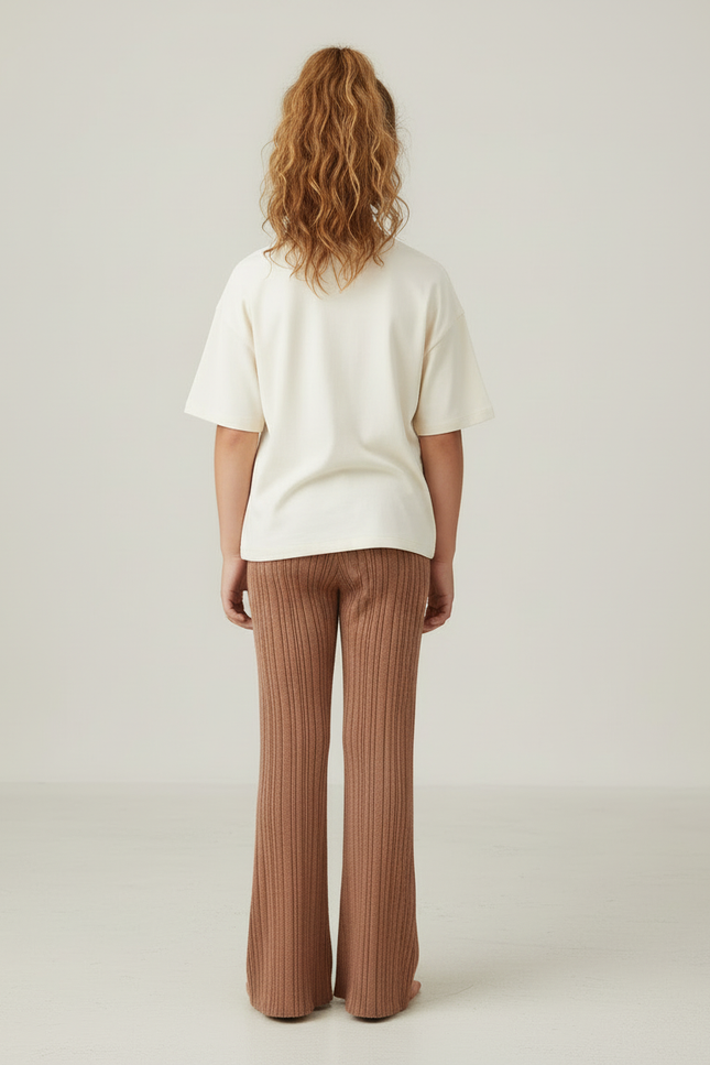 Pantalon Beige Marron - Maille - vue 2
