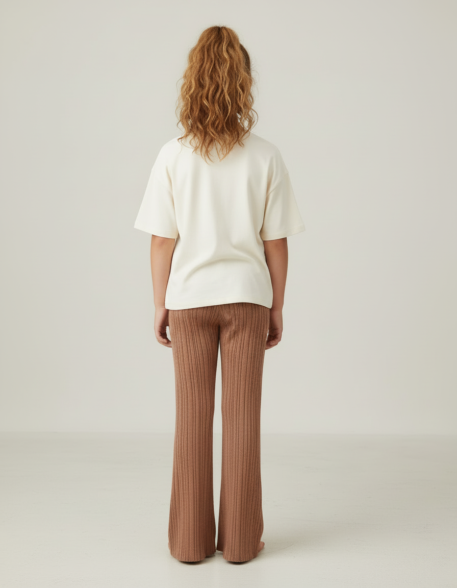 Pantalon Beige Marron - Maille - vue 2