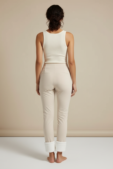Pantalon Beige Similicuir Doublé Polaire Skinny Femme - Simili cuir - vue 2