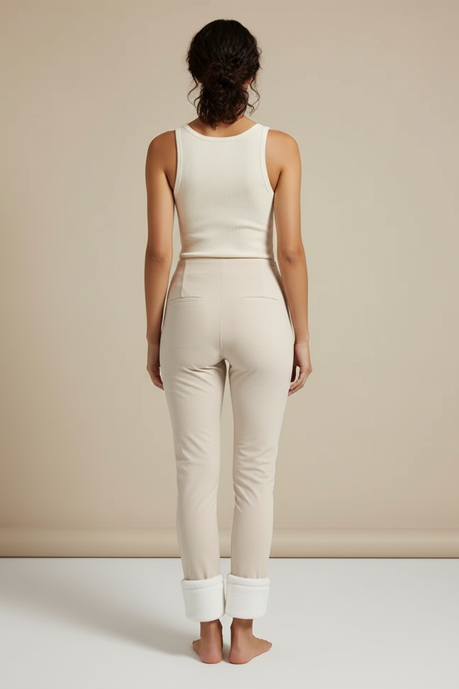 Pantalon Beige Similicuir Doublé Polaire Skinny Femme - Simili cuir - vue 2
