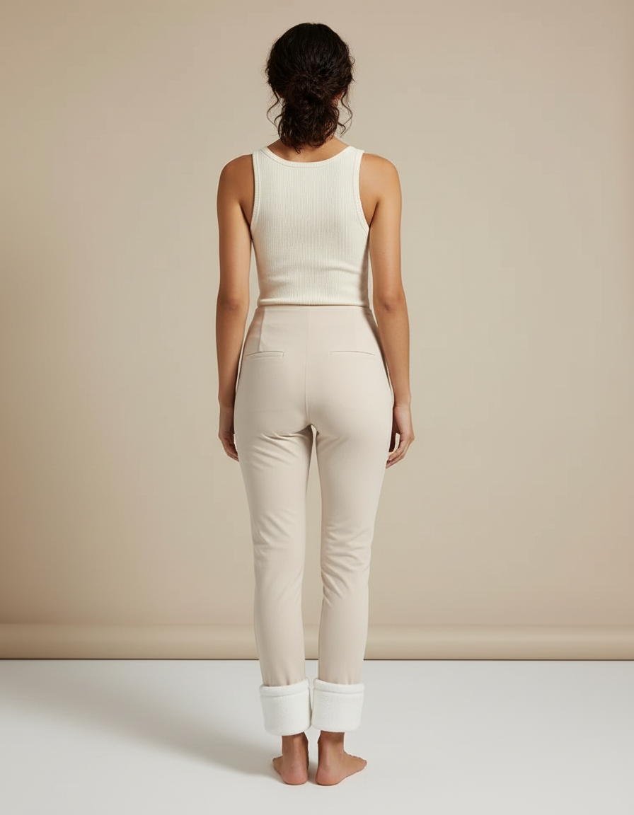Pantalon Beige Similicuir Doublé Polaire Skinny Femme - Simili cuir - vue 2