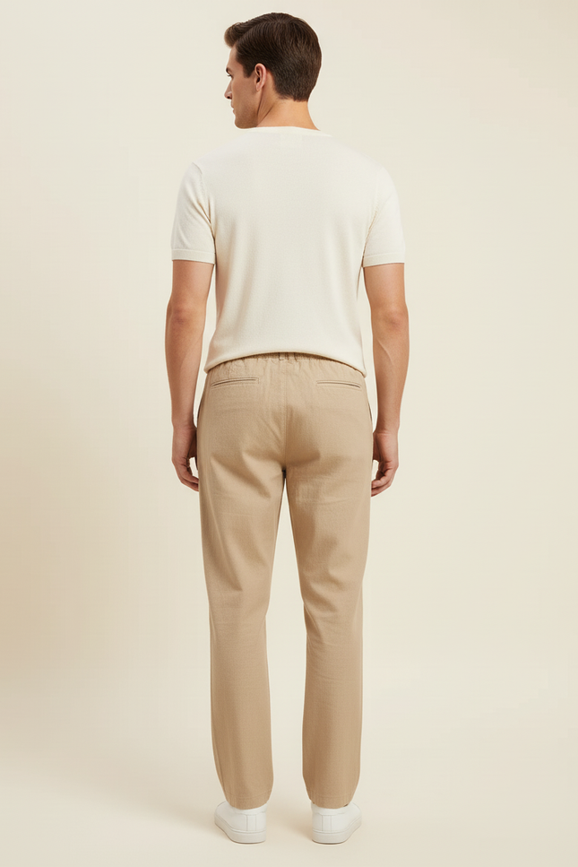 Pantalon Beige En Lin - vue 2