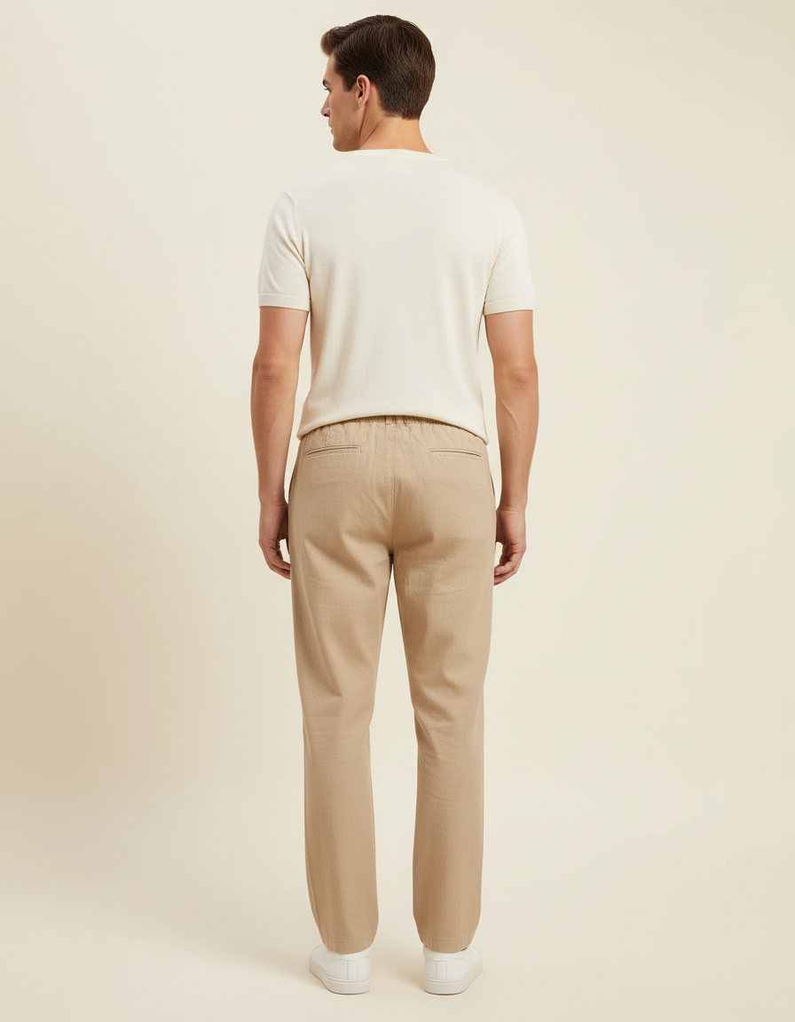 Pantalon Beige En Lin - vue 2