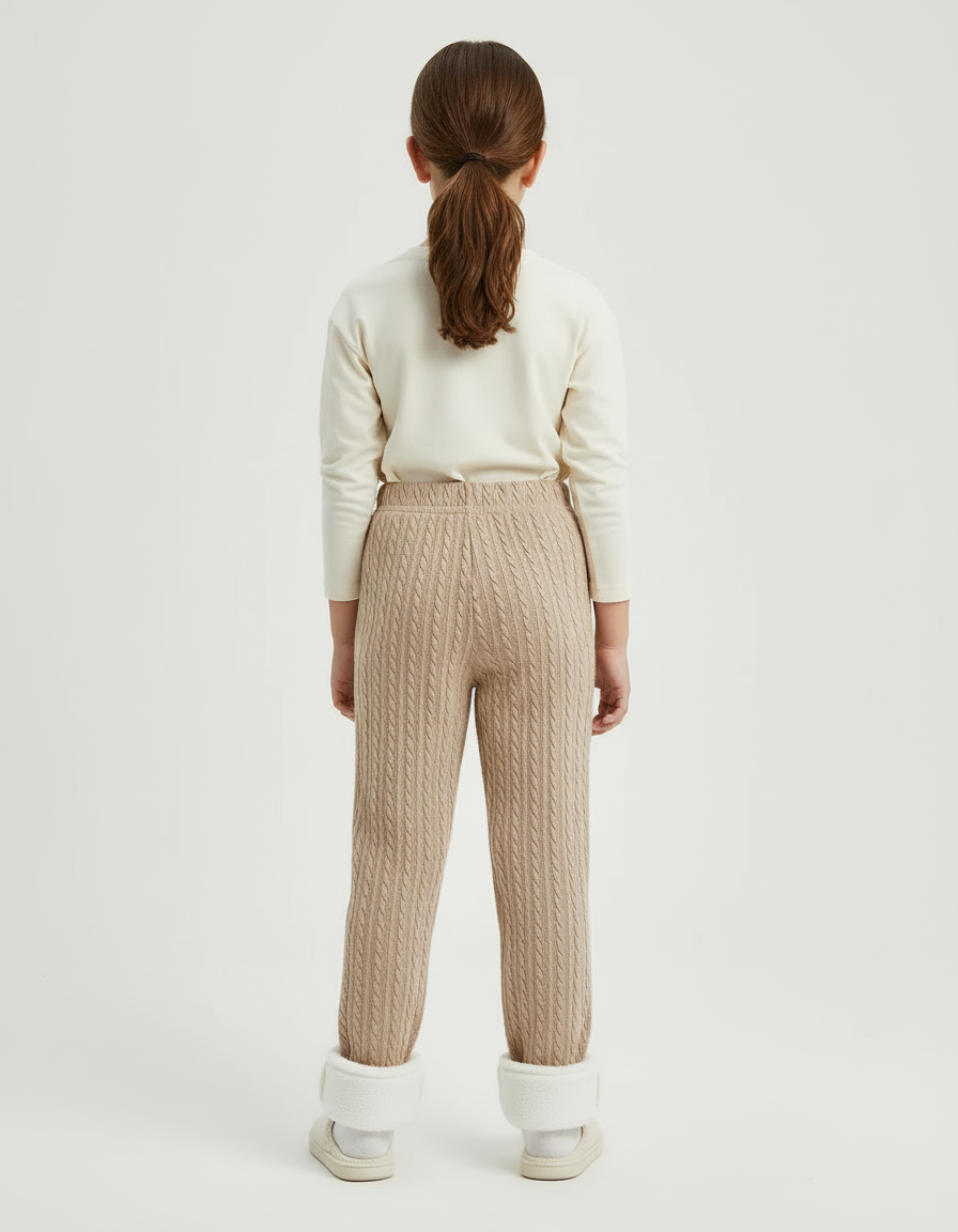 Pantalon Beige Fille Tricoté Jacquard Chaud - Maille - vue 2