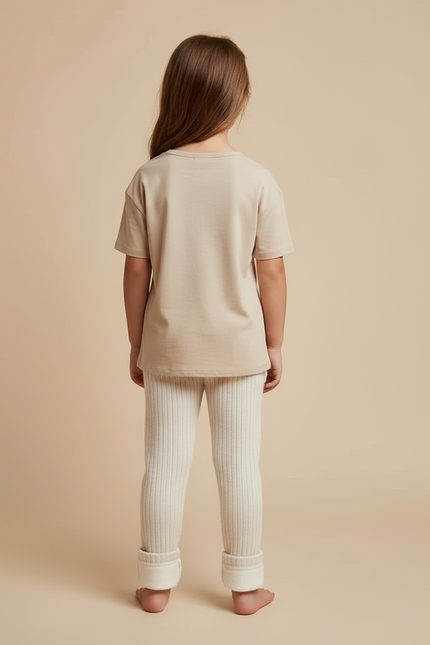 Pantalon Rayé Beige - Maille - vue 2
