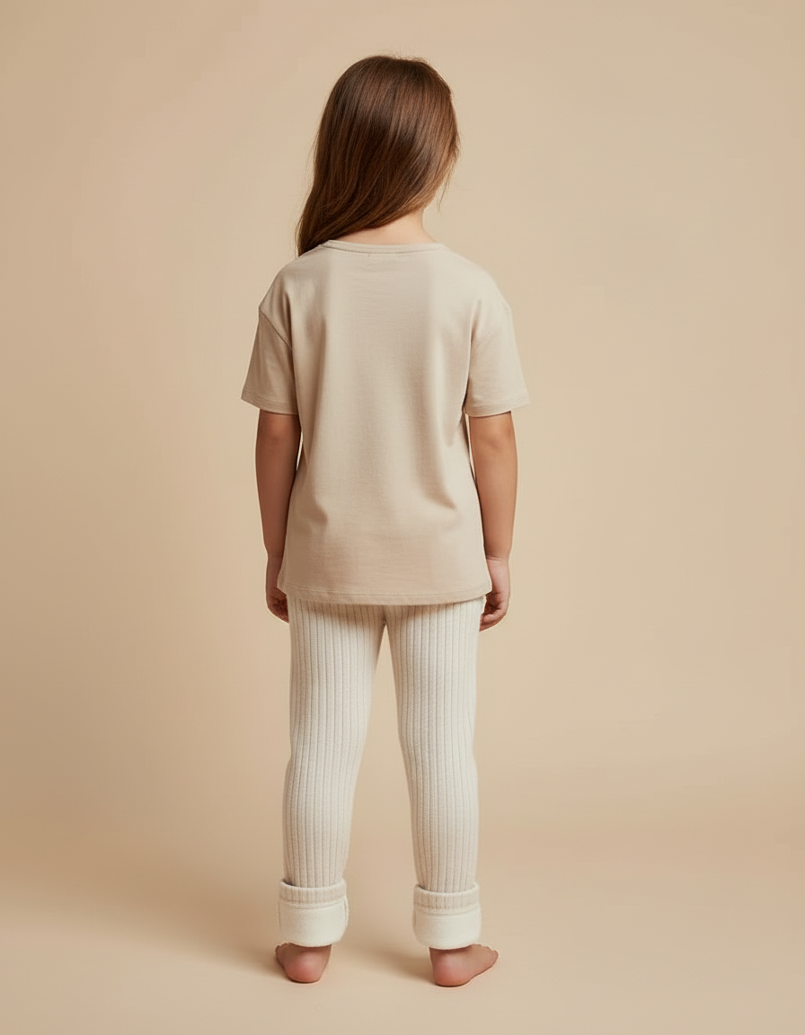 Pantalon Rayé Beige - Maille - vue 2