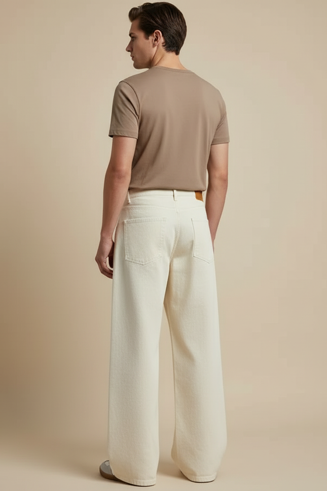 Pantalon Beige Ample Décontracté Homme Large Tendance - Jean - vue 2