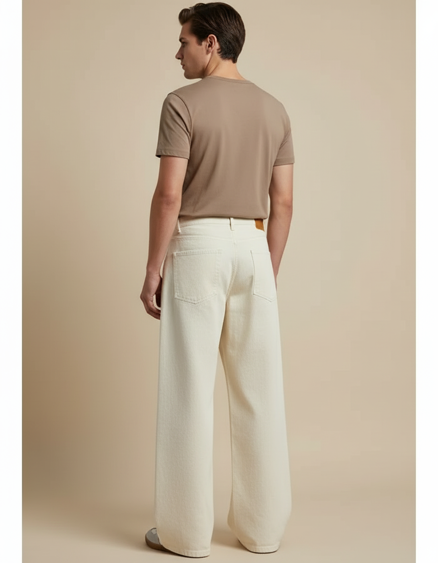 Pantalon Beige Ample Décontracté Homme Large Tendance - Jean - vue 2