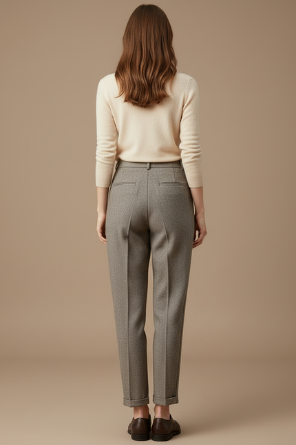 Pantalon Beige Tweed Droit Ample Hiver - vue 2