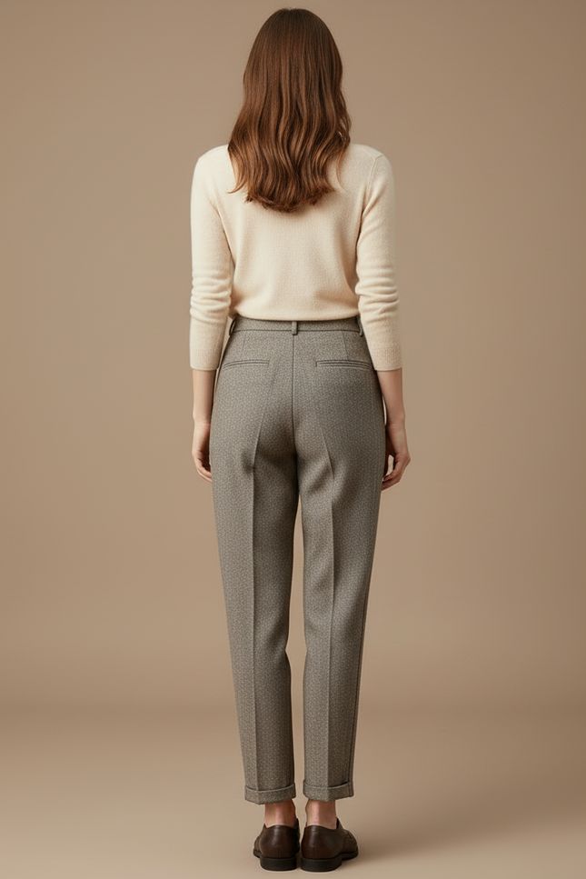 Pantalon Beige Tweed Droit Ample Hiver - vue 2