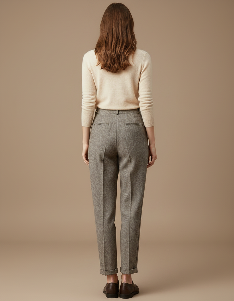Pantalon Beige Tweed Droit Ample Hiver - vue 2