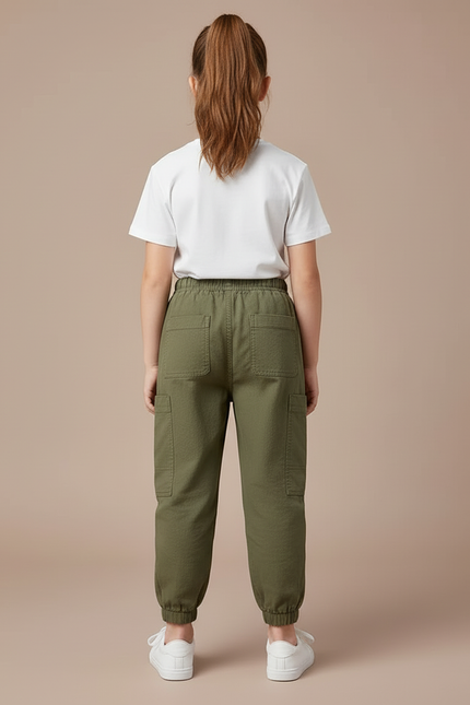 Pantalon Beige Coton Ample Cargo Enfant - Kaki - vue 2