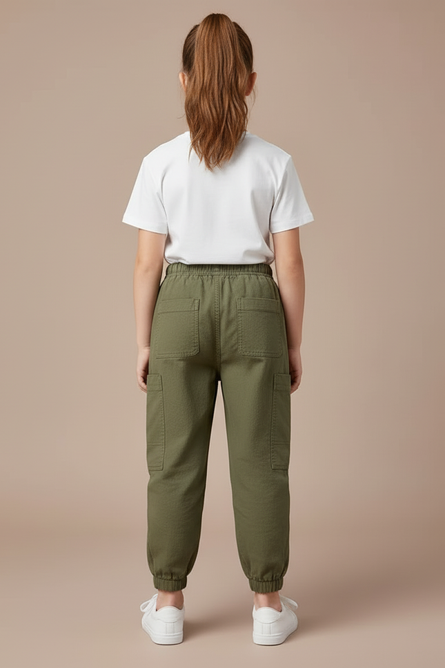 Pantalon Beige Coton Ample Cargo Enfant - Kaki - vue 2