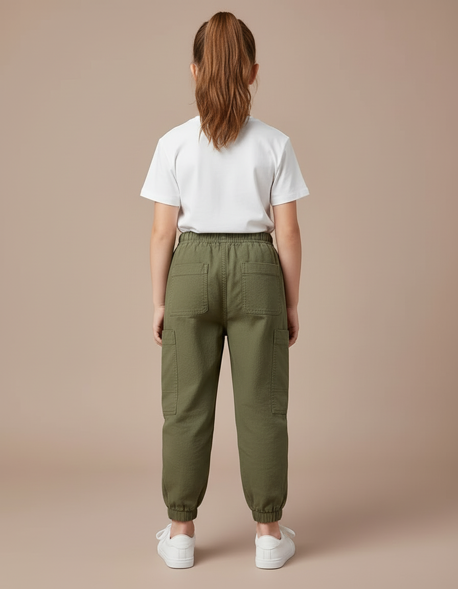 Pantalon Beige Coton Ample Cargo Enfant - Kaki - vue 2