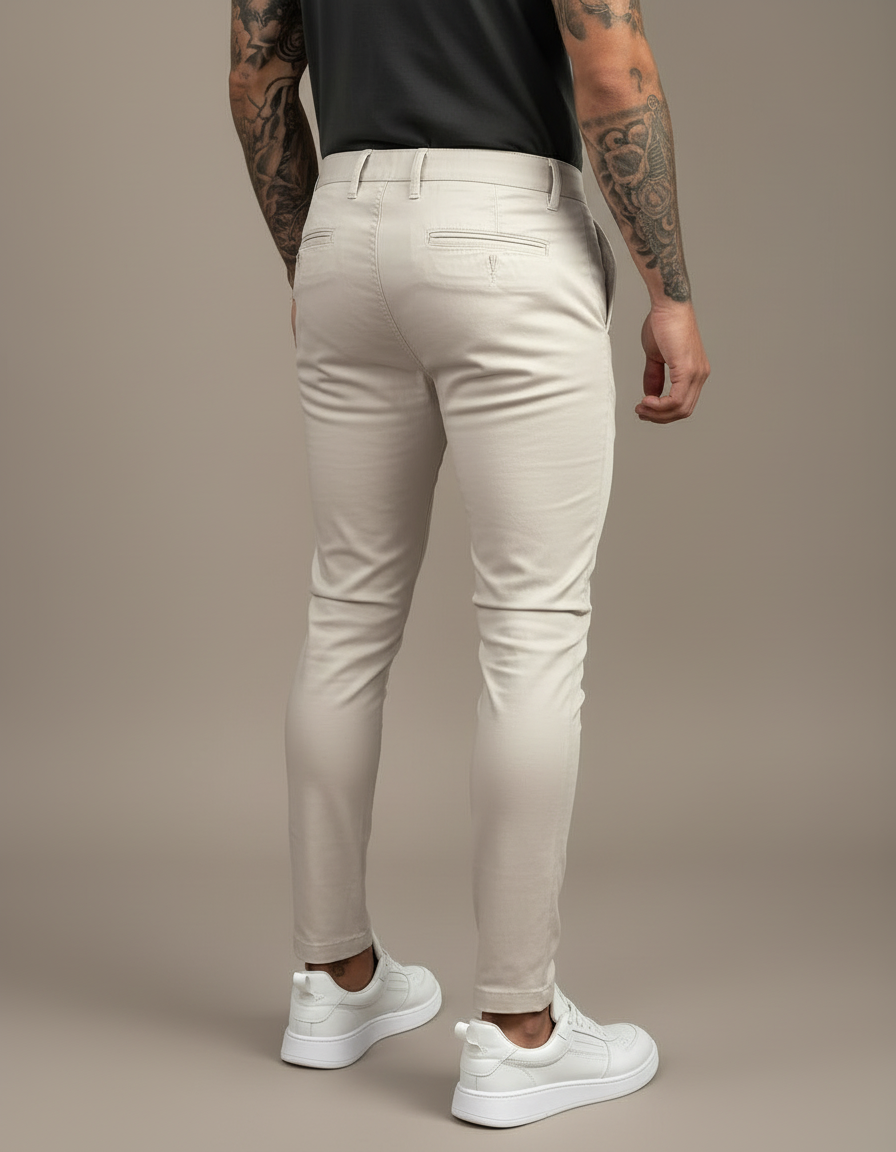 Pantalon Beige Chino Slim Fit Homme Décontracté - Coton - vue 2