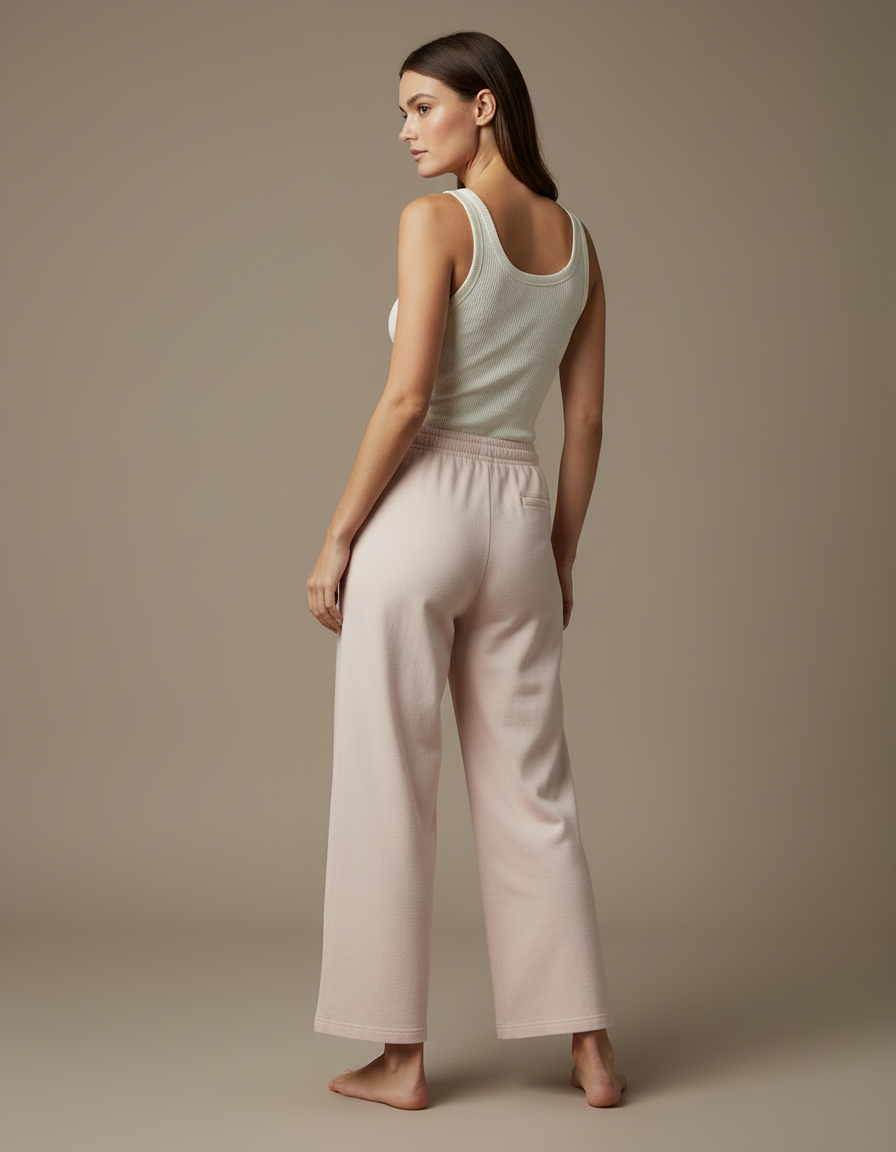 Pantalon Beige Ample Coton Doux Décontracté Femme - Rose Molleton - vue 2