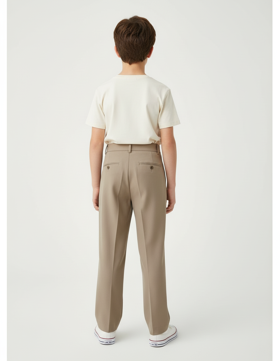 Pantalon Beige Garcon Ceremonie - Gabardine - vue 2