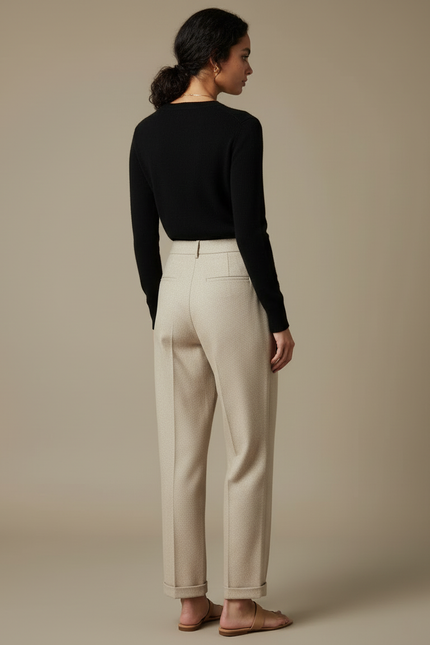 Pantalon En Laine Beige - vue 2