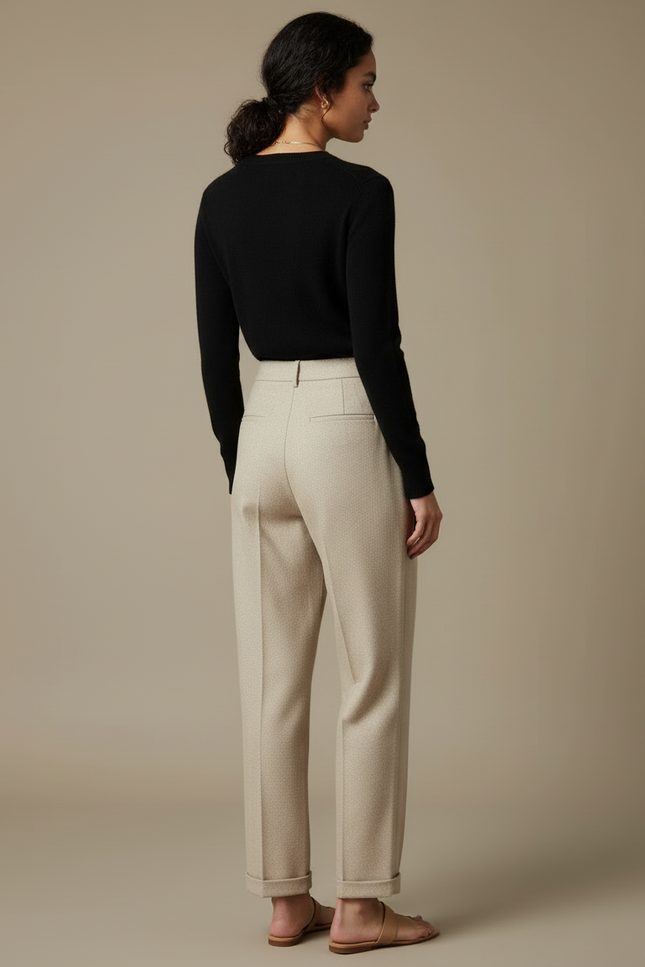 Pantalon En Laine Beige - vue 2