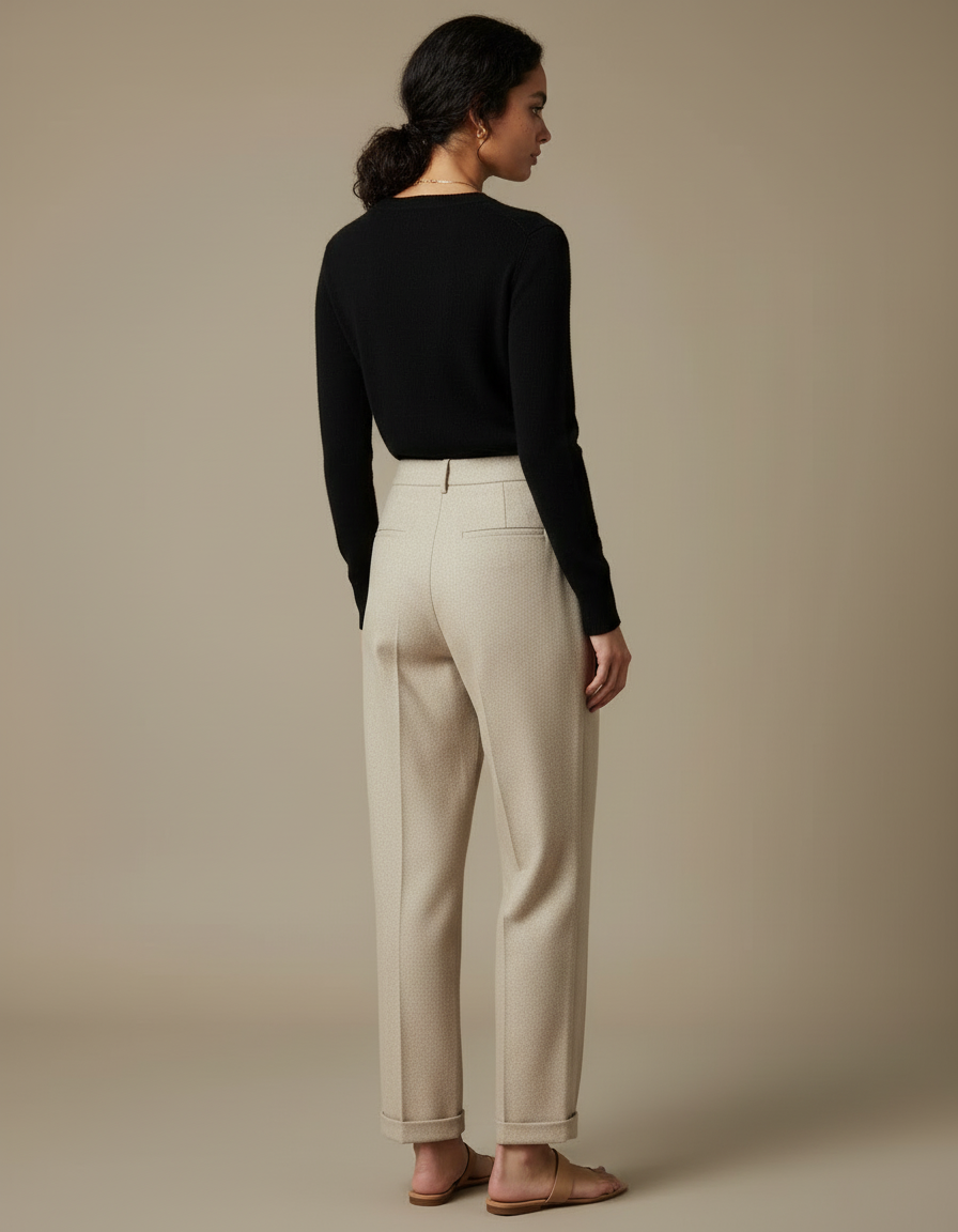Pantalon En Laine Beige - vue 2