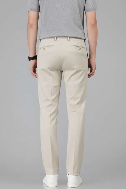 Pantalon Beige Stretch Coton Slim Élégant Homme - vue 2