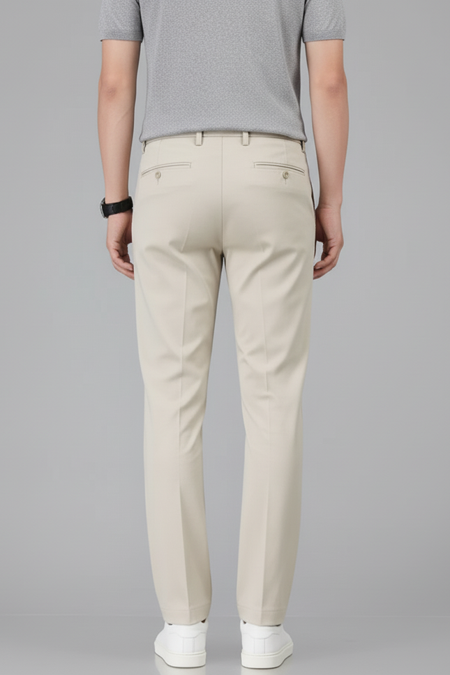 Pantalon Beige Stretch Coton Slim Élégant Homme - vue 2